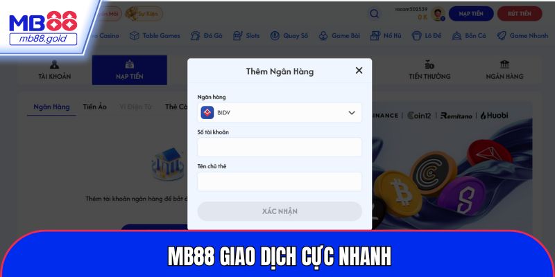 Nhà cái xử lý giao dịch nhanh cho người chơi